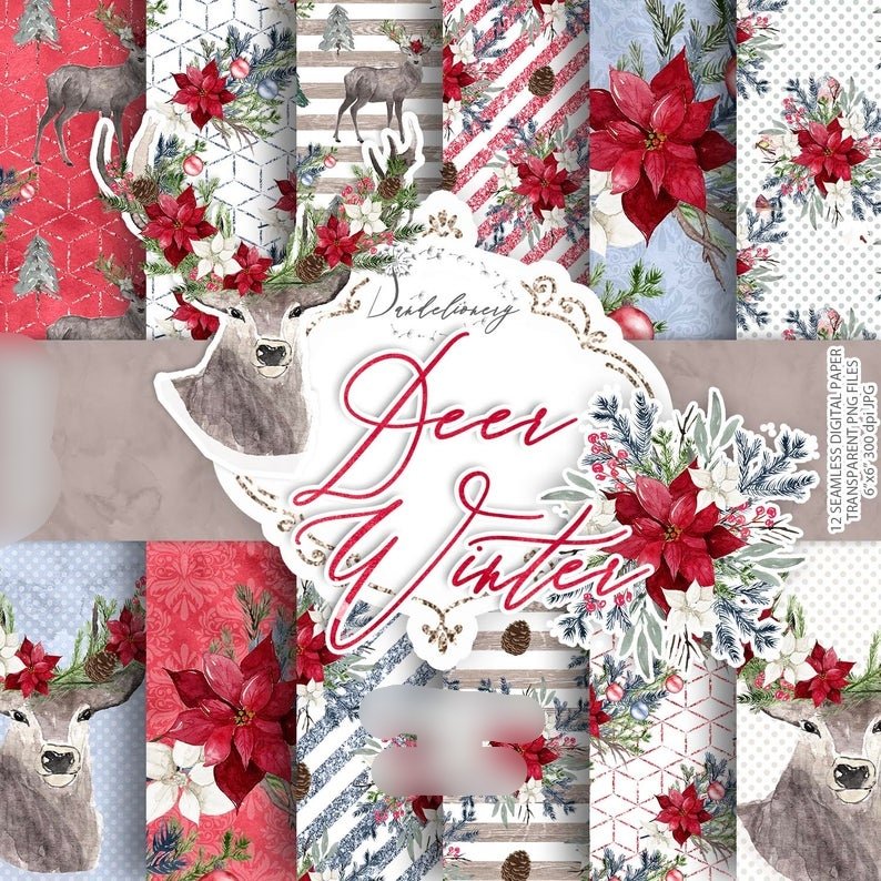 Winter_pp Kit Digital Veado Natal - Imagem 1