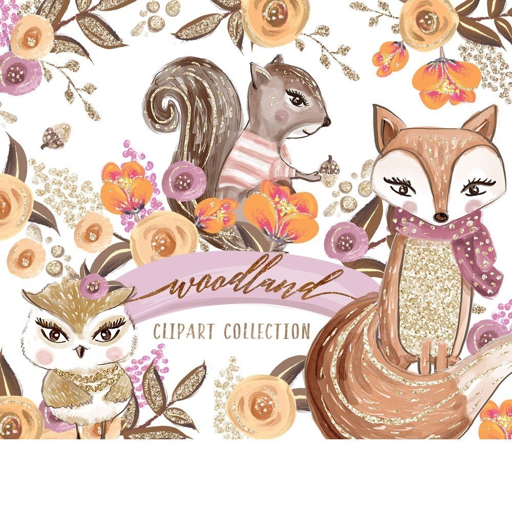 Woodland_Clipart Kit Digital Floresta Clipart - Imagem 1