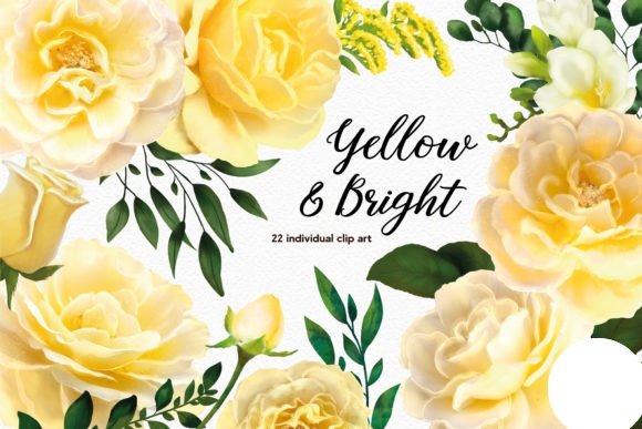 Yellow Floral Kit Digital Floral Amarelo - Imagem 1