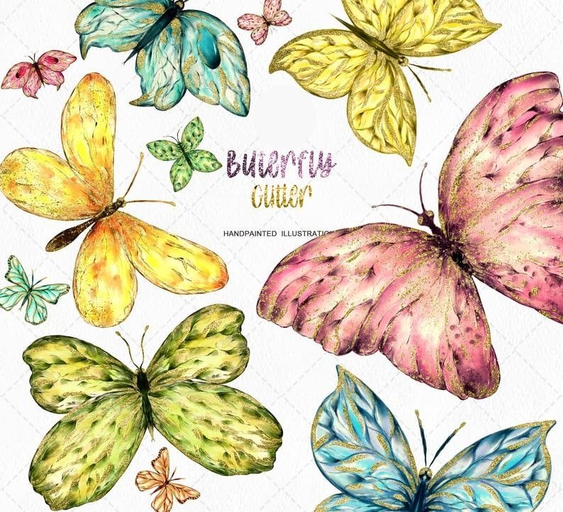 butterfly glitter Kit Digital Borboletas Glitter - Imagem 1