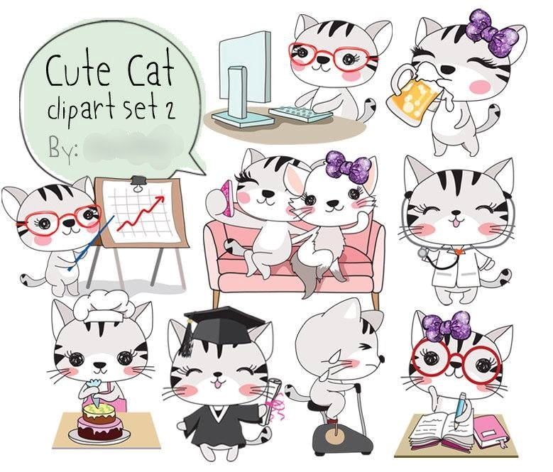 catSet2 Kit Digital Gatinhos Fofinhos - Imagem 1