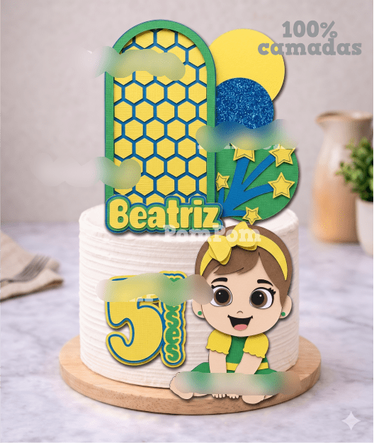 copa brasil Beatriz Arquivo Topo de Bolo Copa do Mundo Baby Menina - Imagem 1