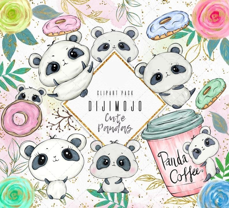 cute pandas Kit Digital Pandas Cute - Imagem 1