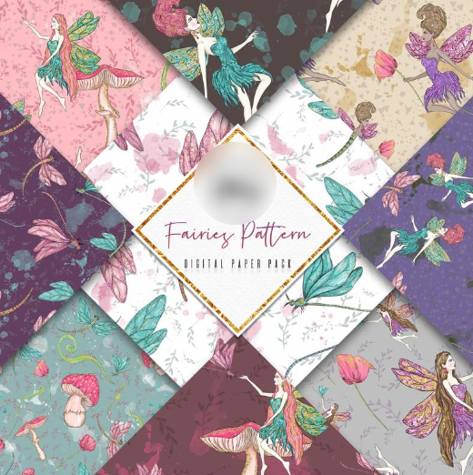 fairies patteern Kit Digital Papeis Fadinhas - Imagem 1