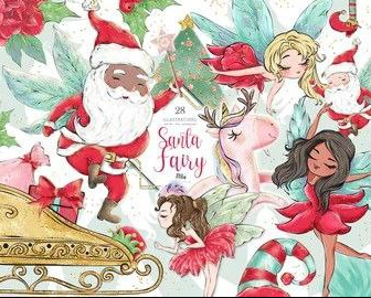 fairysanta Kit Digital Natal Fadas - Imagem 1