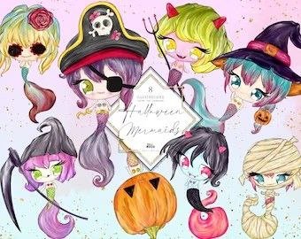 halloween sirenas Kit Digital Halloween Sereias - Imagem 1