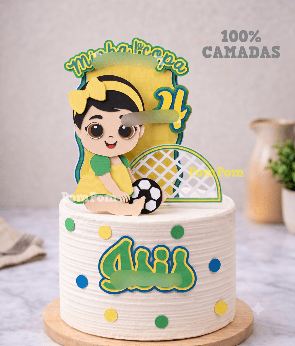 minha primeira copa Isis Arquivo Topo de Bolo Copa do Mundo Mesversário Baby Menina - Imagem 1