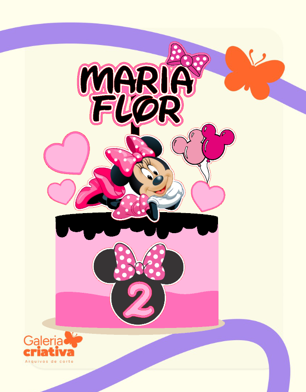 minnie rosa Arquivo Topo de Bolo Minnie rosa - Imagem 1