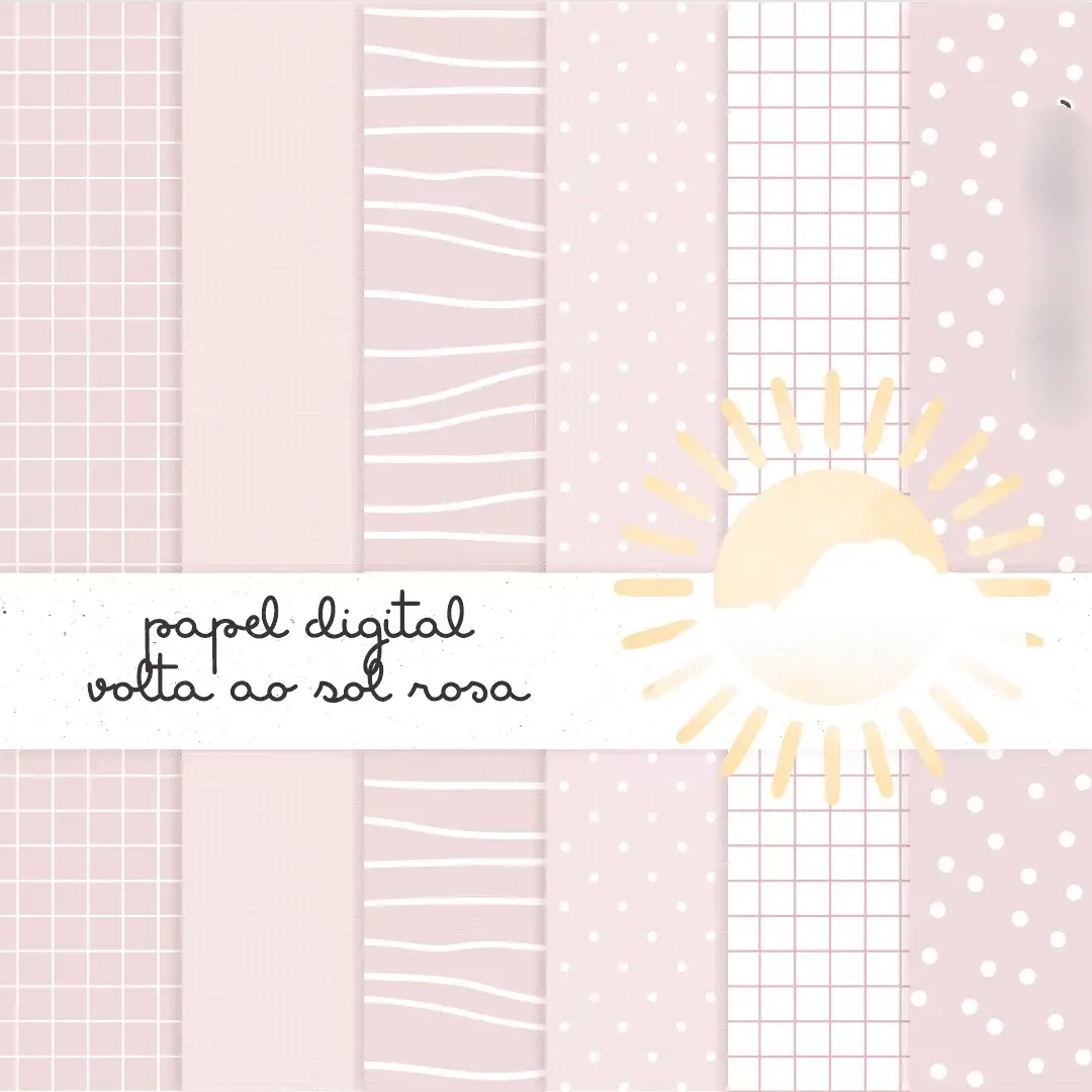 papel digital volta ao sol rosa.png Kit Digital Papeis Volta ao Sol rosa - Imagem 1