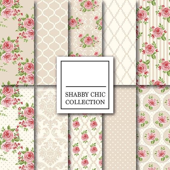 shabby-beige Kit Digital Papeis Bege - Imagem 1