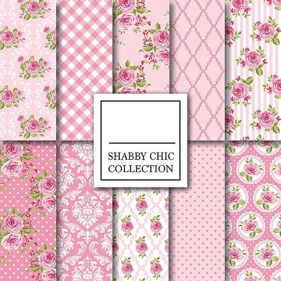 shabby-chic-pink-roses Kit Digital Papeis Rosa Pink - Imagem 1