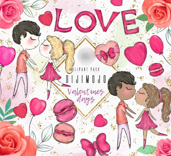 valentines Kit Digital Casal Romantico - Imagem 1