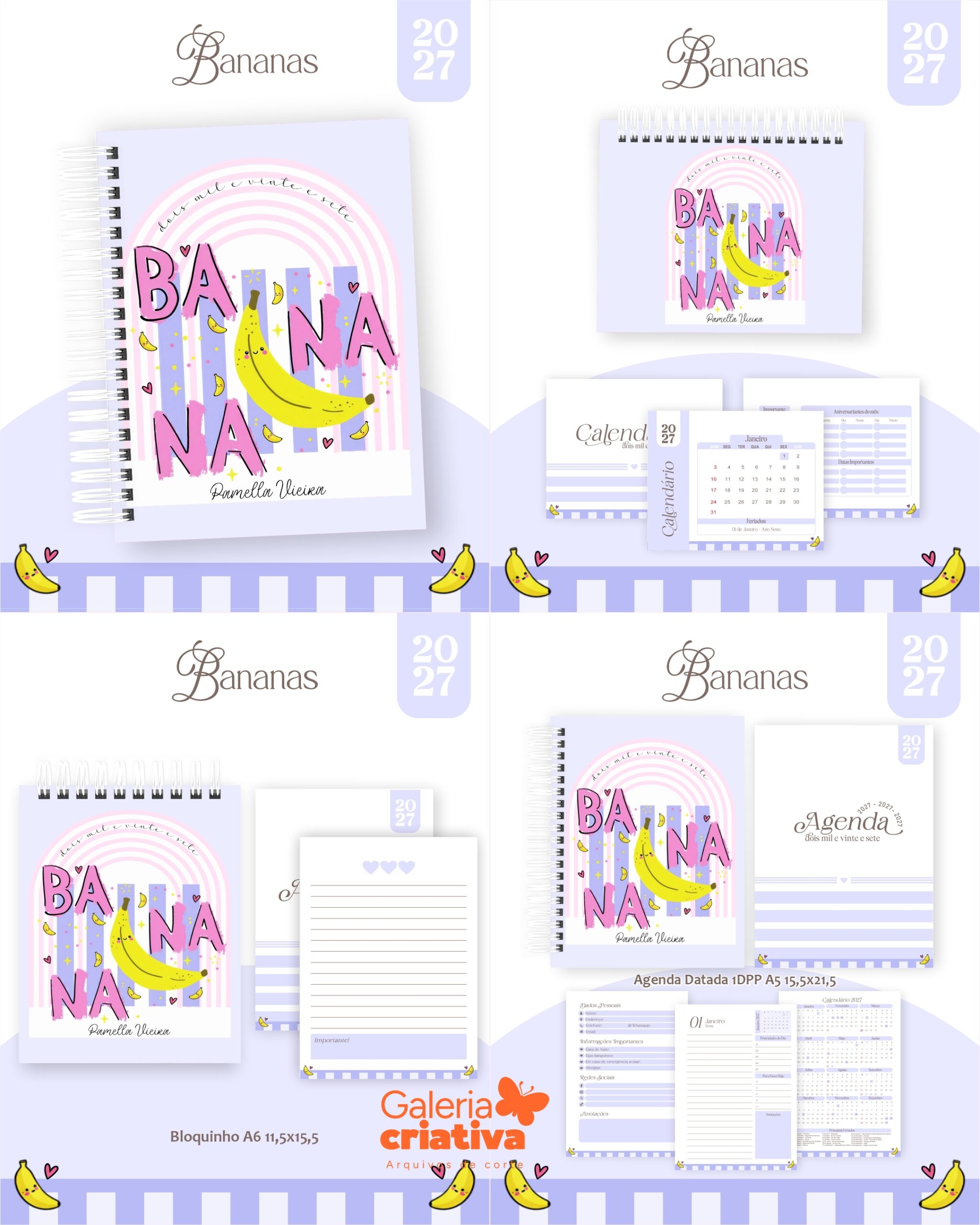 1) BANANAS Arquivo Combo Encadernação 2027 Bananas - Imagem 1