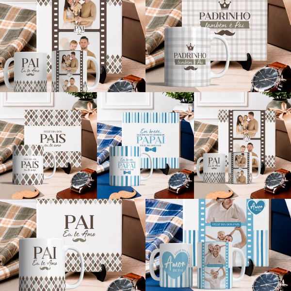1-PACK CANECAS E AZULEJOS DIA DOS PAIS 2026 Arquivo Dia dos Pais Pack Canecas e Azulejos 2026 - Imagem 1