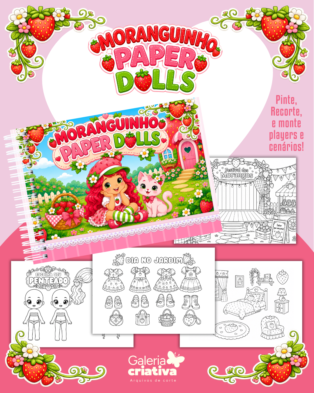 10) MORANGUINHO Arquivo Paper Dolls Moranguinho - Para Colorir - Imagem 1