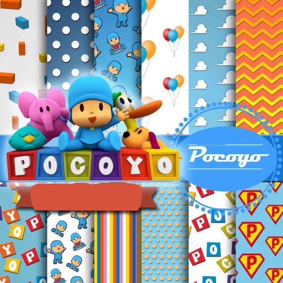 10076 Kit Digital Papeis Pocoyo - Imagem 1