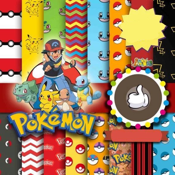 10913 Kit Digital Papeis Pokemon - Imagem 1