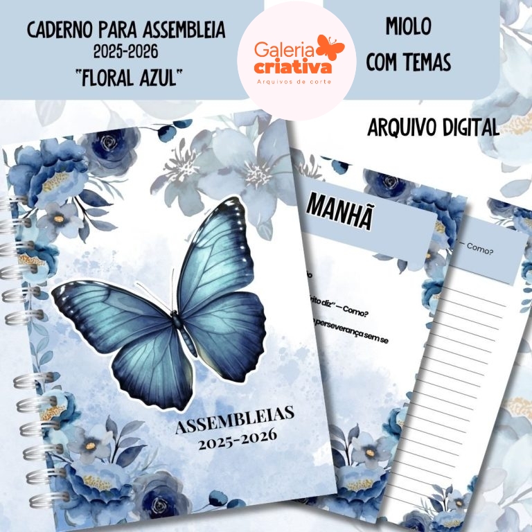 11-CADERNO + MIOLO ASSEMBLEIA DE CIRCUITO 2025-2026 - FLORAL AZUL - COM TEMA Arquivo Caderno + Miolo Assembleia de Circuito 2025 - 2026 Floral Azul - Imagem 1