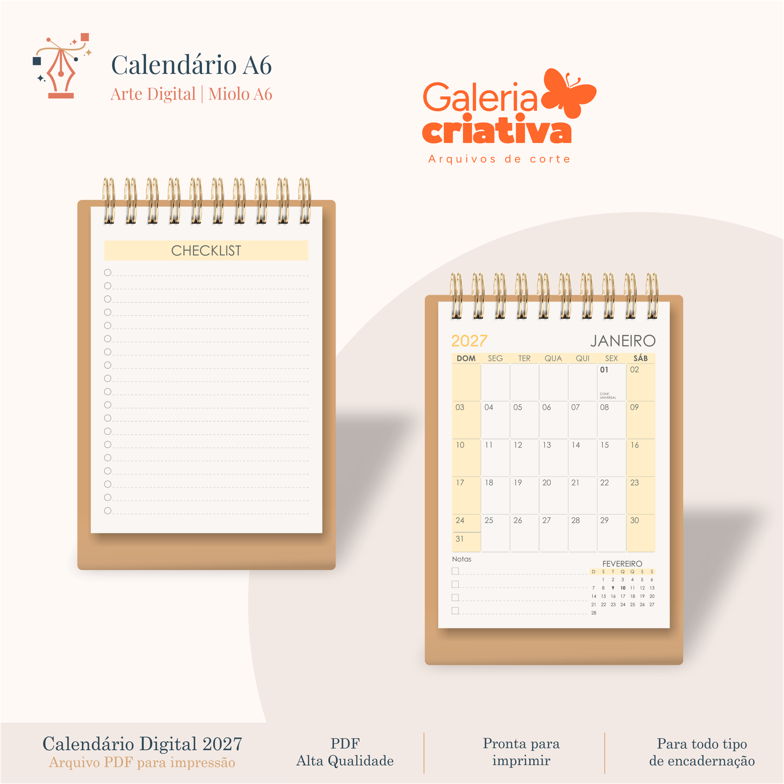 11-CALENDÁRIO A6-RETRATO Arquivo Calendário A6 Retrato 2027 - Imagem 1