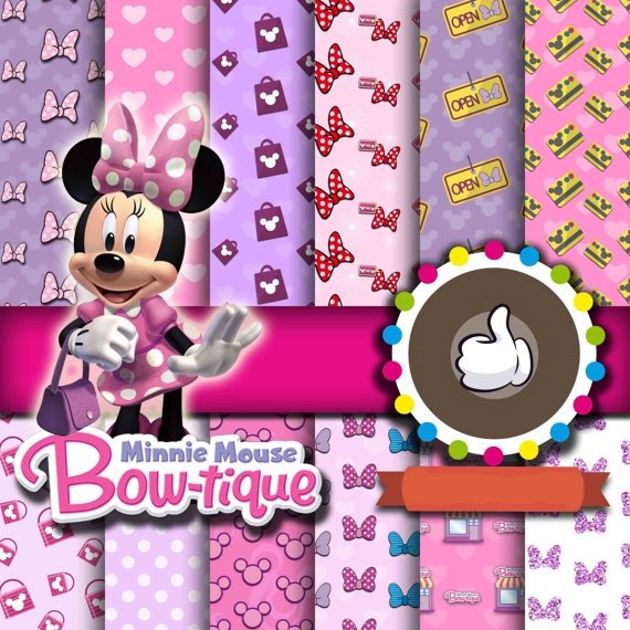 11011 Kit Digital Papeis Minnie Mouse Butique - Imagem 1