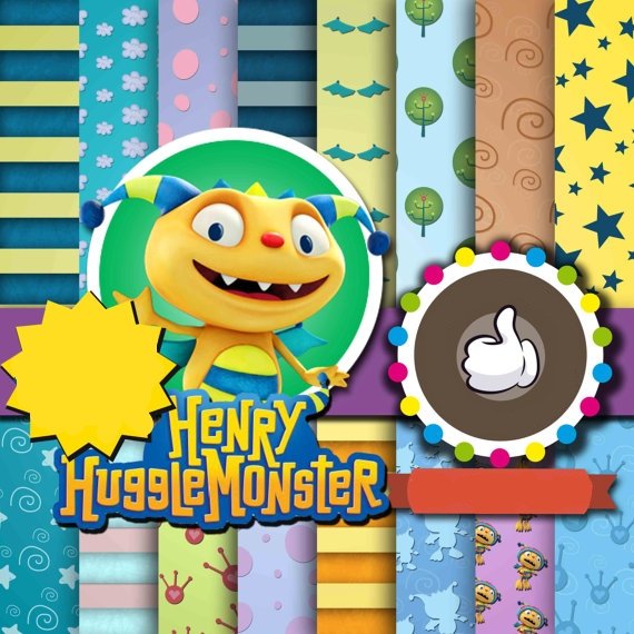 11028 Kit Digital Papeis Henry Huggle Monster - Imagem 1