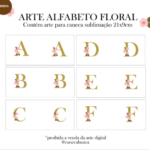Arquivo Sublimação Alfabeto Floral Verde