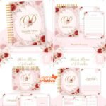 Arquivo Combo Encadernação 2027 Floral Rosa e Vermelho