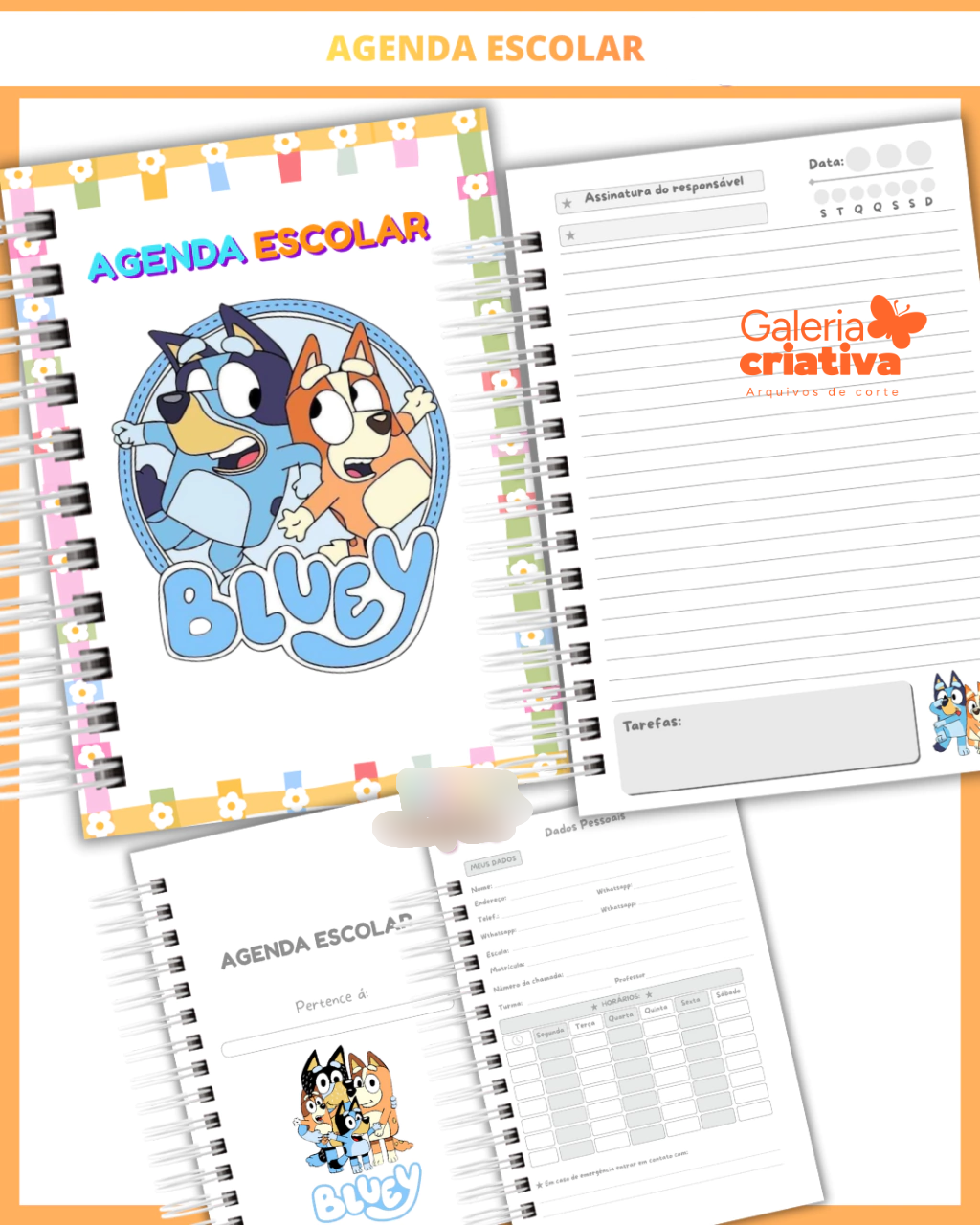 18-KIT ESCOLAR BLUEY MENINA Arquivo Kit Escolar Bluey Menina - Imagem 1