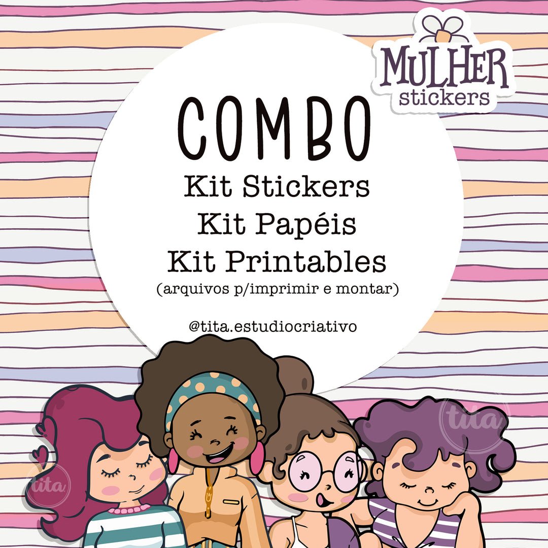 2022 - DIA DA MULHER - COMBO 2 - TITA Kit Digital Mulher Stickers - Imagem 1