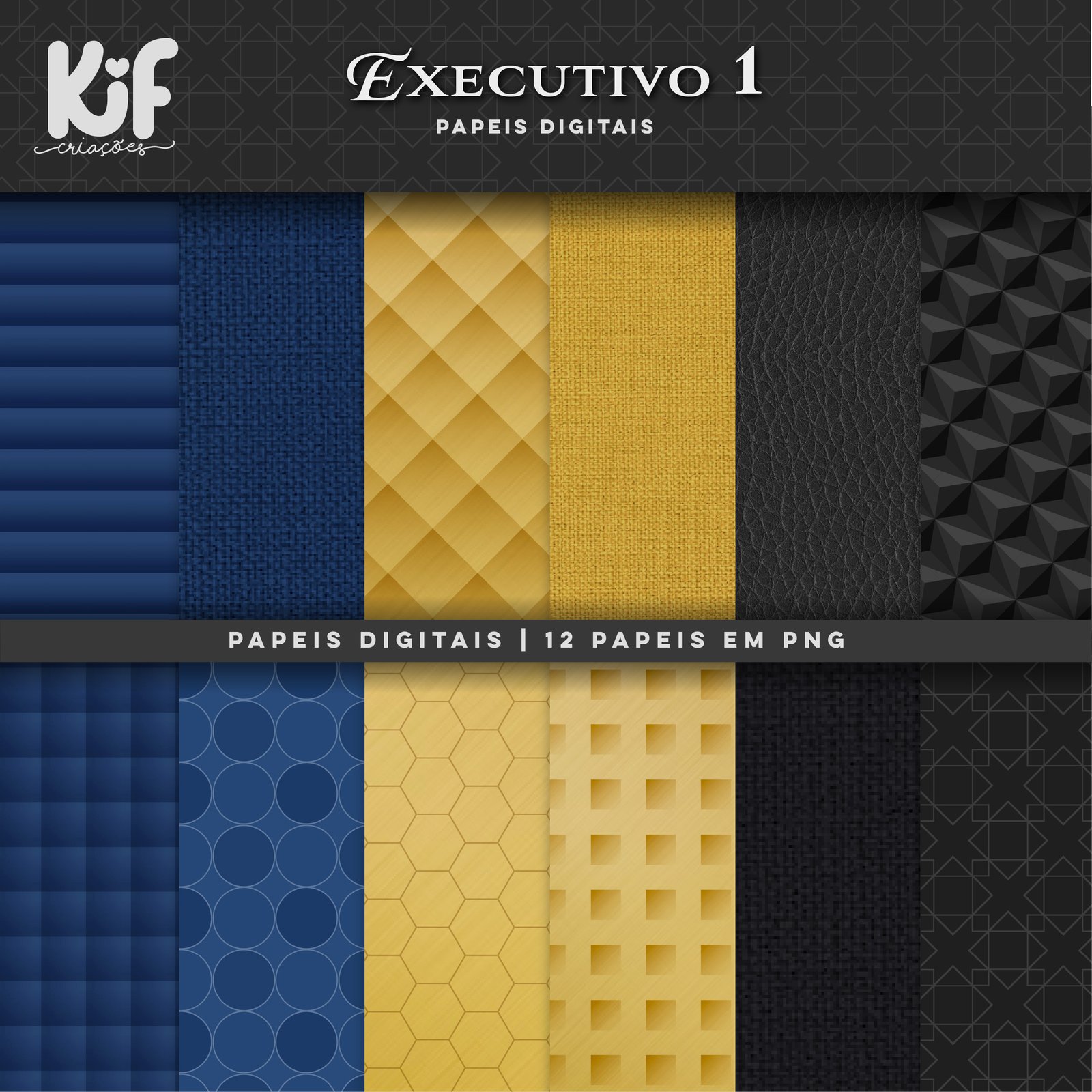 2024 - KIF - PAPÉIS EXECUTIVOS AZUL Kit Digital Papeis Dia dos Pais - Imagem 1