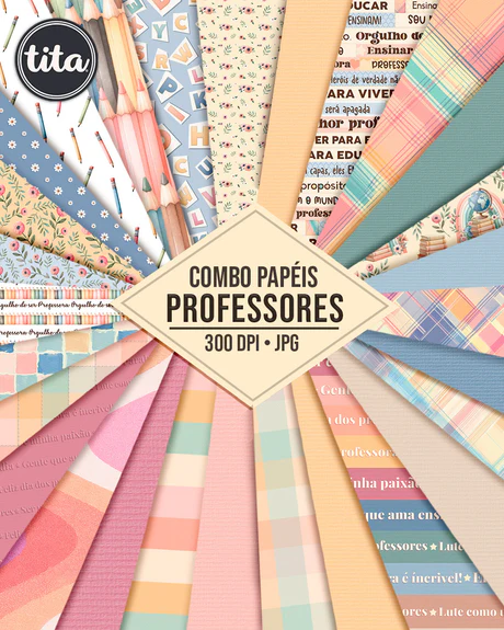 2024 - Professores Tita - Combo Ilustrações Kit Digital Papeis Combo Professores - Imagem 1