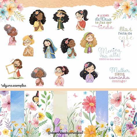 2025 - DESENHITOS DA JANA - DIA DA MULHER Kit Digital Jardim Mulheres - Imagem 1
