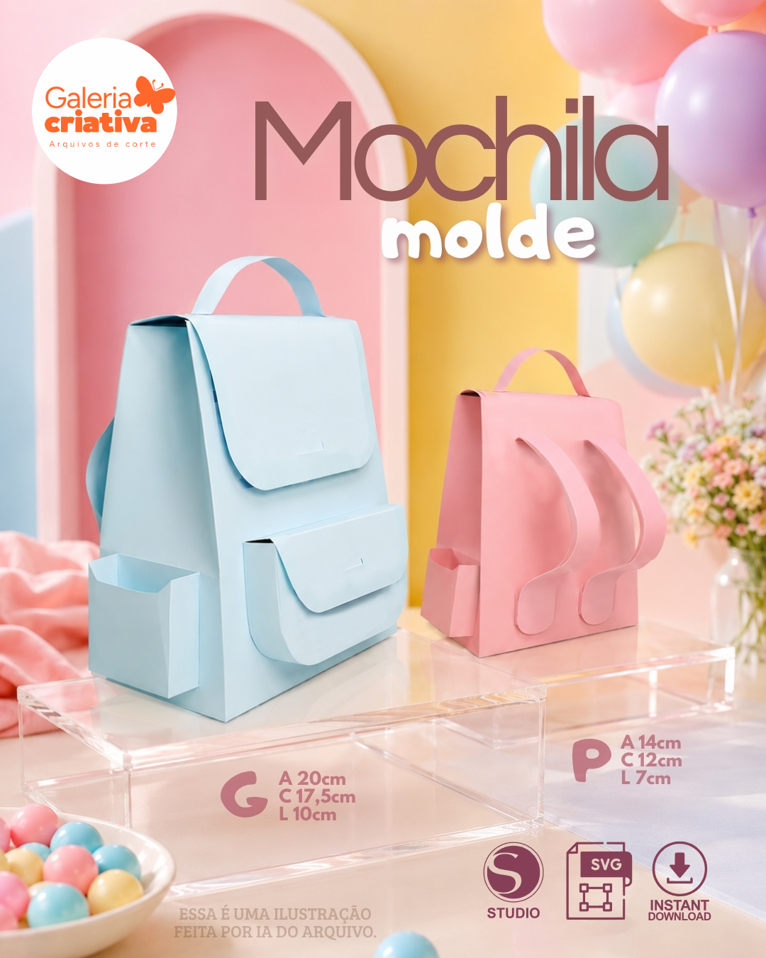 26-MOCHILINHA Arquivo Molde Caixa Mochilinha - Imagem 1