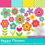 Kit Digital Papeis flores Jardim