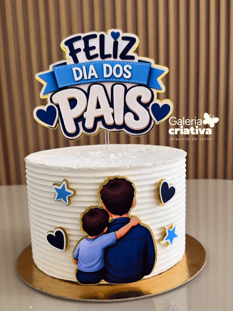 3-FELIZ DIA DOS PAIS Arquivo Feliz Dia dos Pais Topo de Bolo - Imagem 1