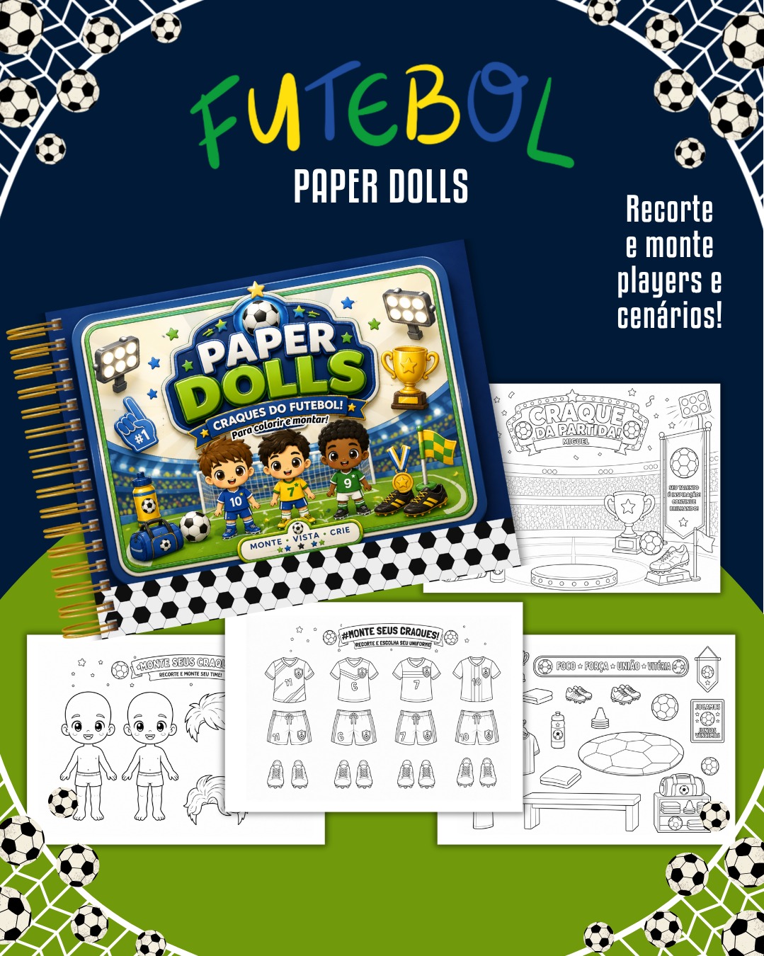3) FUTEBOL Arquivo Paper Dolls Futebol - Para Colorir - Imagem 1