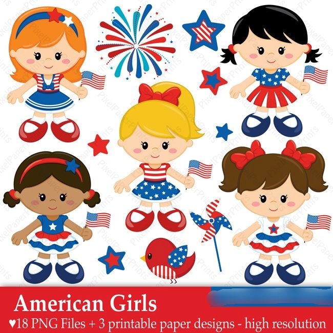 30 American Girls Kit Digital Meninas 4 de Julho - Imagem 1
