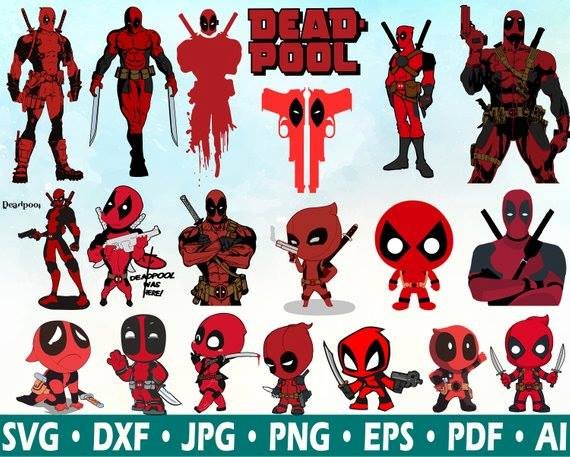 30 Deadpool Clipart • Deadpool Svg • Eps Arquivo Kit Digital Clipart De Deadpool - Imagem 1