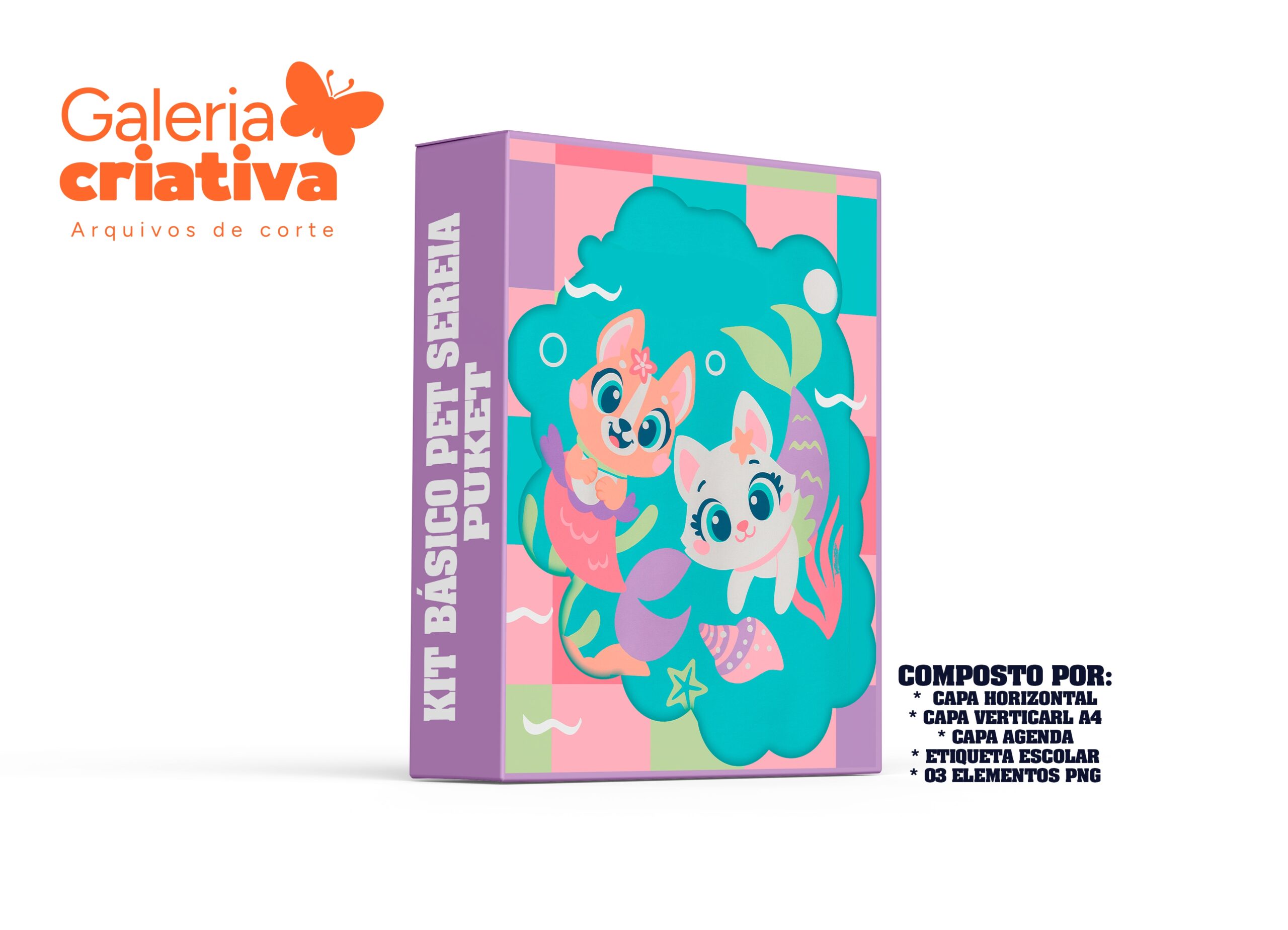 4-Capas Etiquetas Pucket Pet Sereia Arquivo Capas Etiquetas Pucket Pet Sereia - Imagem 1