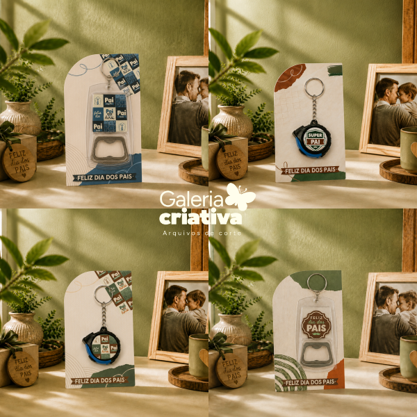 4-Card com chaveiro abridor e trena Arquivo Dia dos Pais Card com Chaveiro Abridor e Trena - Imagem 1