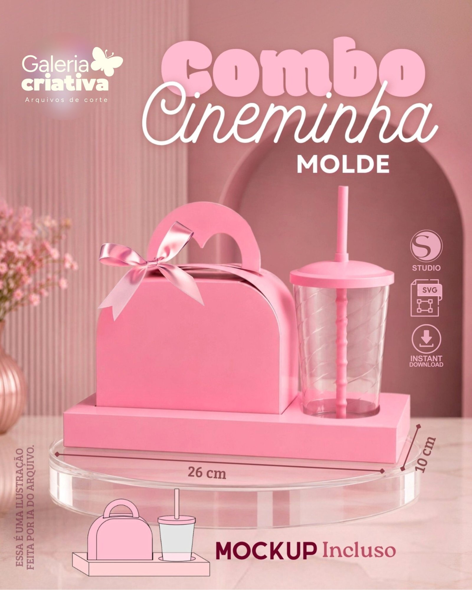 41-MOLDE KIT CINEMA COM MALETINHA E COPO Arquivo Molde Kit Cinema com Maletinha e Copo - Imagem 1