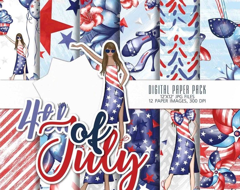 4th Of July PP-Iva Arquivo Kit Digital 4 de Julho - Imagem 1