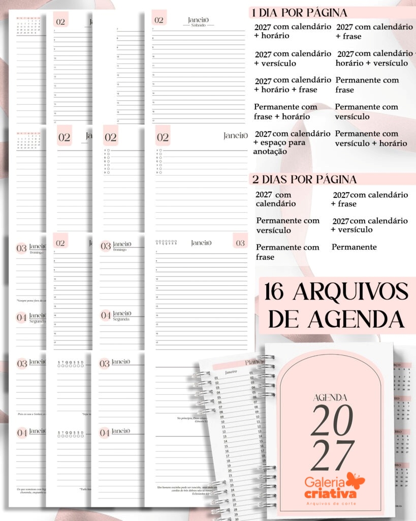 5-Combo Agendas Femininas Neutra 2027 PERMANENTE Versículos Frases Horários Arquivo Combo Agendas Femininas Neutra 2027 PERM Versículos Frases Horários - Imagem 1
