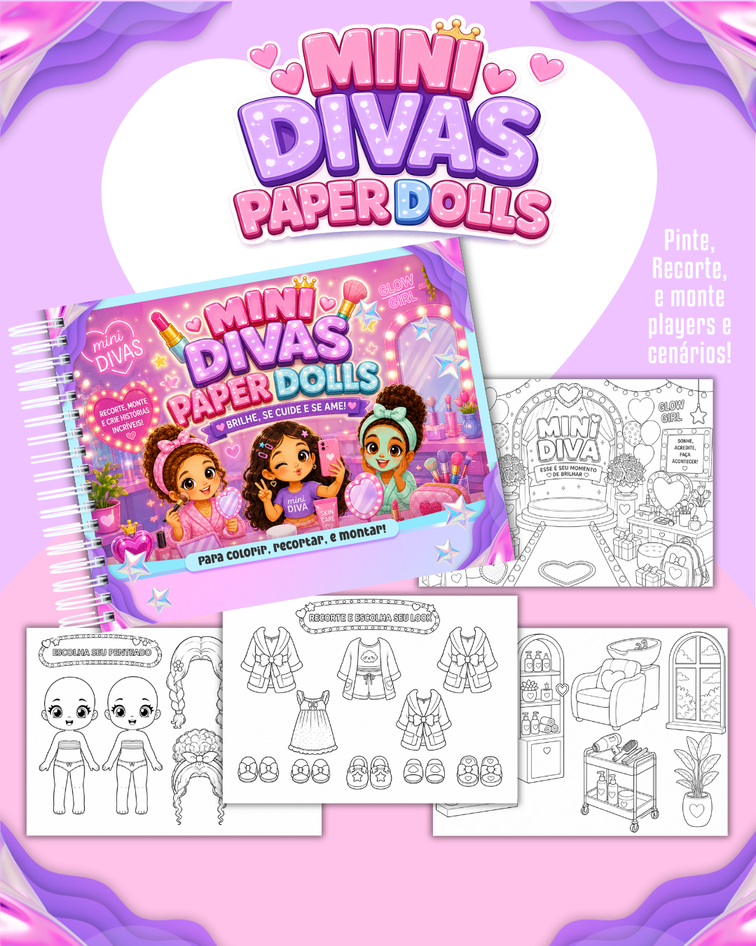 5) MINI DIVAS Arquivo Paper Dolls Mini Divas - Para Colorir - Imagem 1