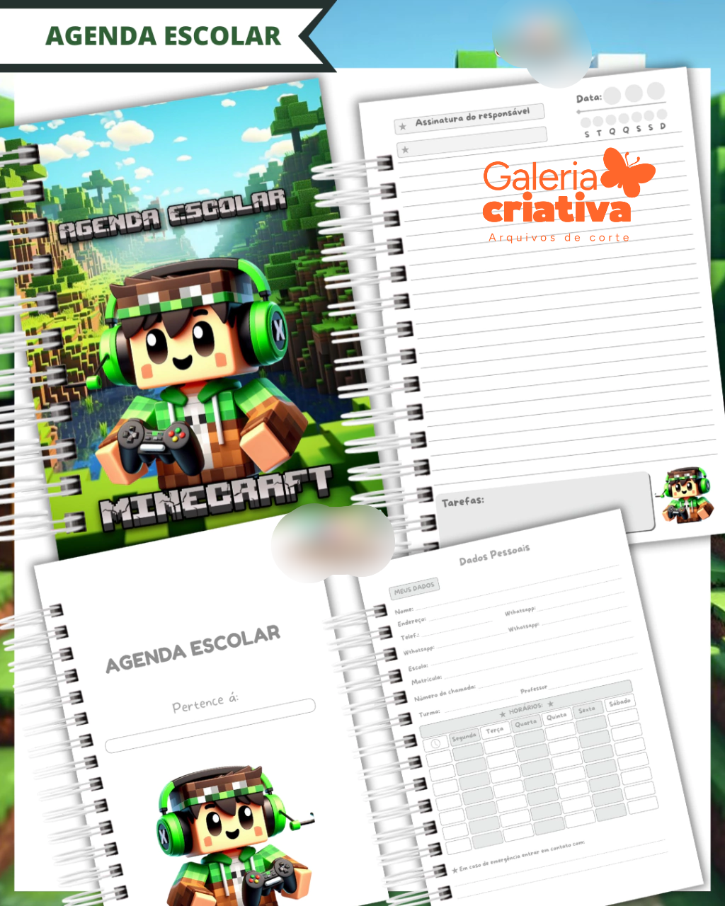6-AGENDA ESCOLAR MINECRAFT 2026 Arquivo Agenda Escolar Minecraft 2026 - Imagem 1
