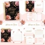 Arquivo Combo Encadernação Tempo de Deus Floral Rosa e Preto 2027