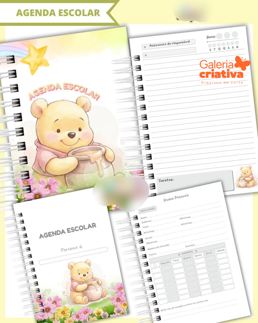 8-AGENDA ESCOLAR URSINHO POOH 2026 Arquivo Agenda Escolar Ursinho Pooh 2026 - Imagem 1