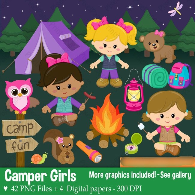 91 Camper Girls Kit Digital Acampamento Girls - Imagem 1