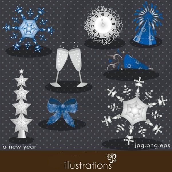 A NEW YEAR CLIPART Arquivo Kit Digital Final de Ano Novo - Imagem 1