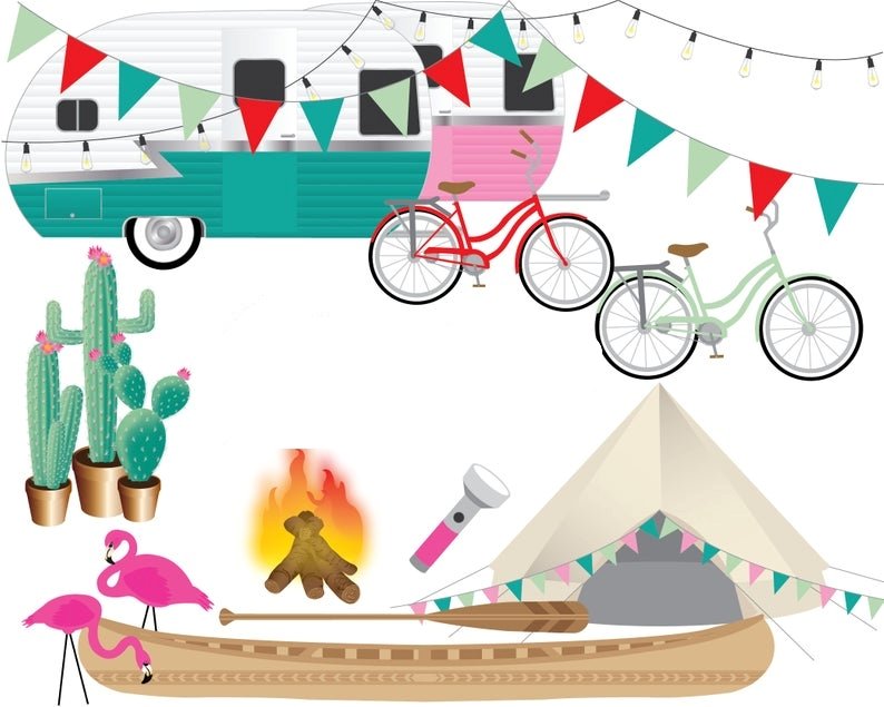 Adventure Awaits Clip Art Kit Digital Acampamento - Imagem 1